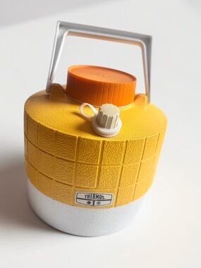 Vintage Thermos Beverage Dispenser Yellow Orange Retro Cooler Jug